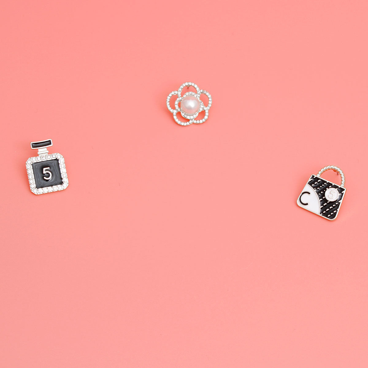Silver Black 3pcs Flower Designer Studs