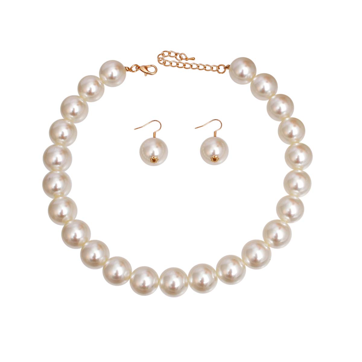 Cream Ball Pearl Single Strand Necklace
