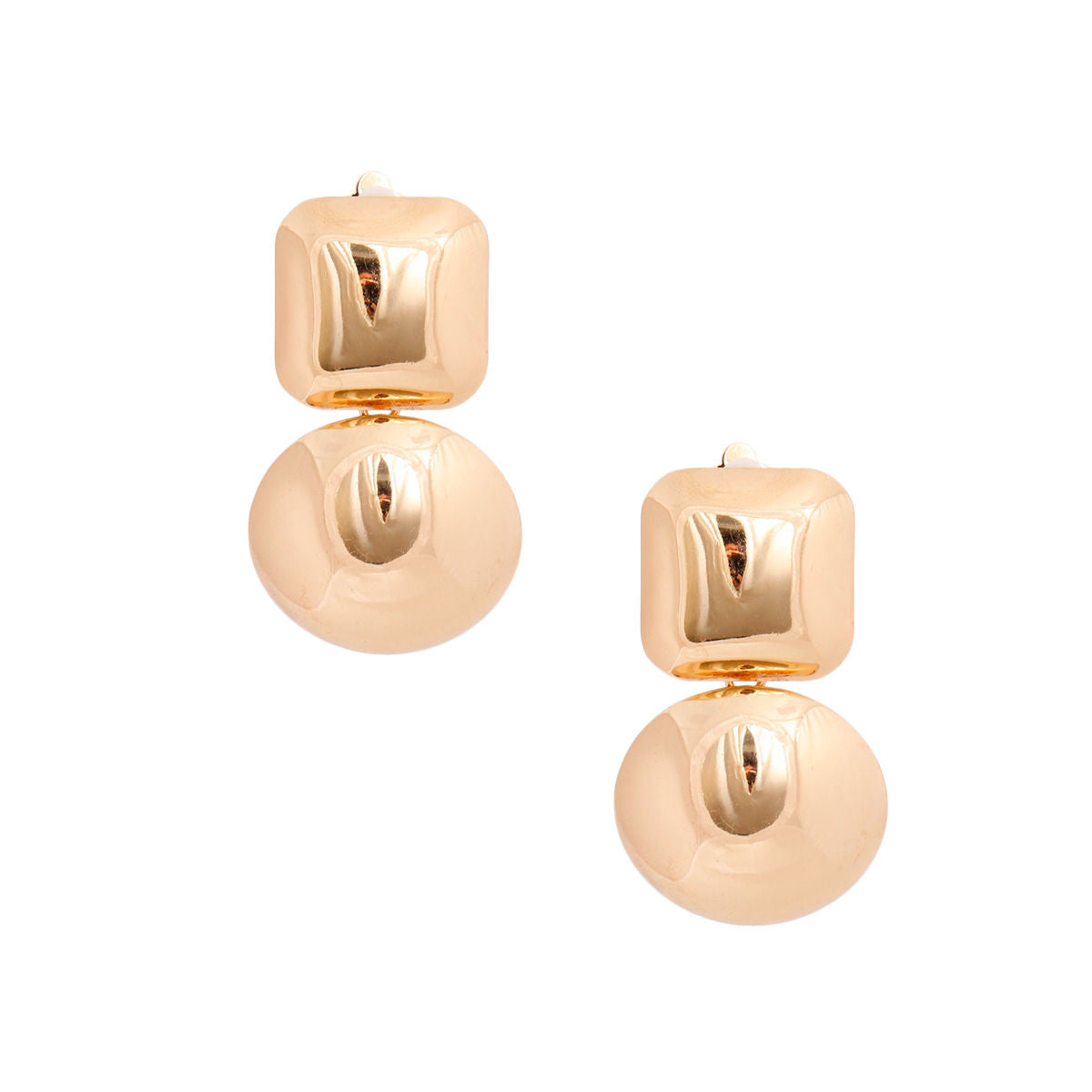 Clip On Gold Medium Geo Dome Earrings for Women