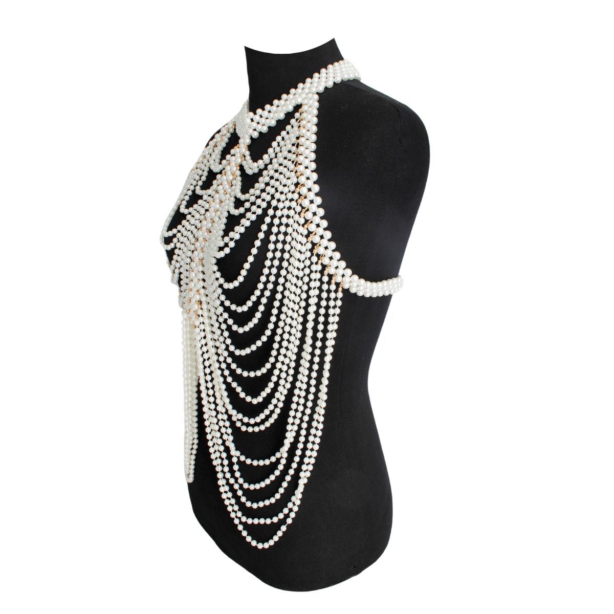 Cream Pearl Draped Body Chain