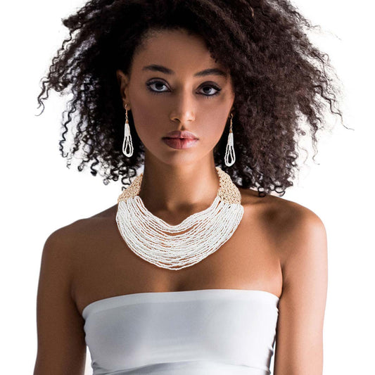 Cream Seed Bead Layered Necklace