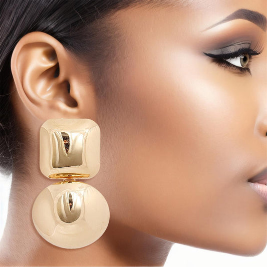 Clip On Gold Medium Geo Dome Earrings for Women