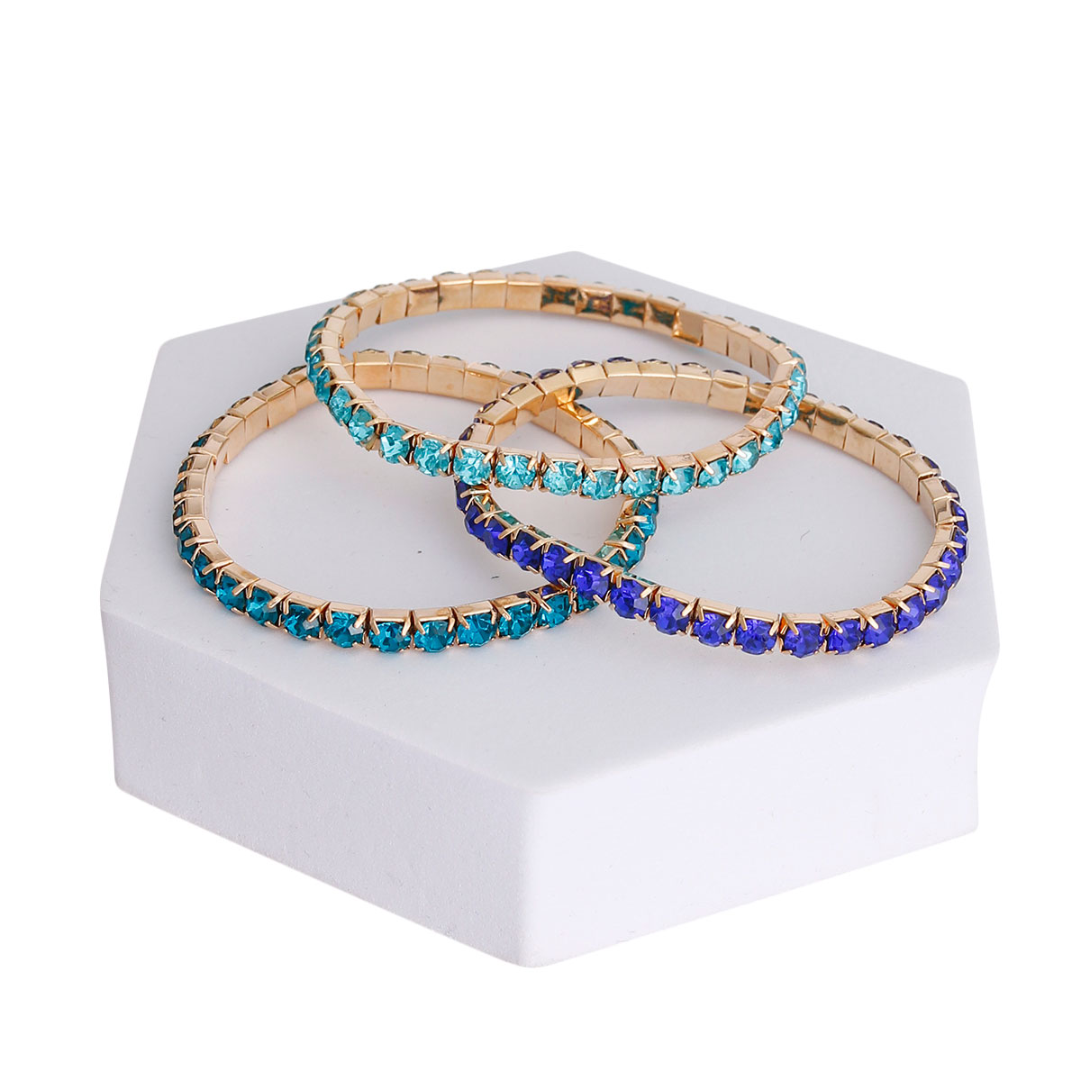 Multi Blue 5mm 3 Strand Bracelets